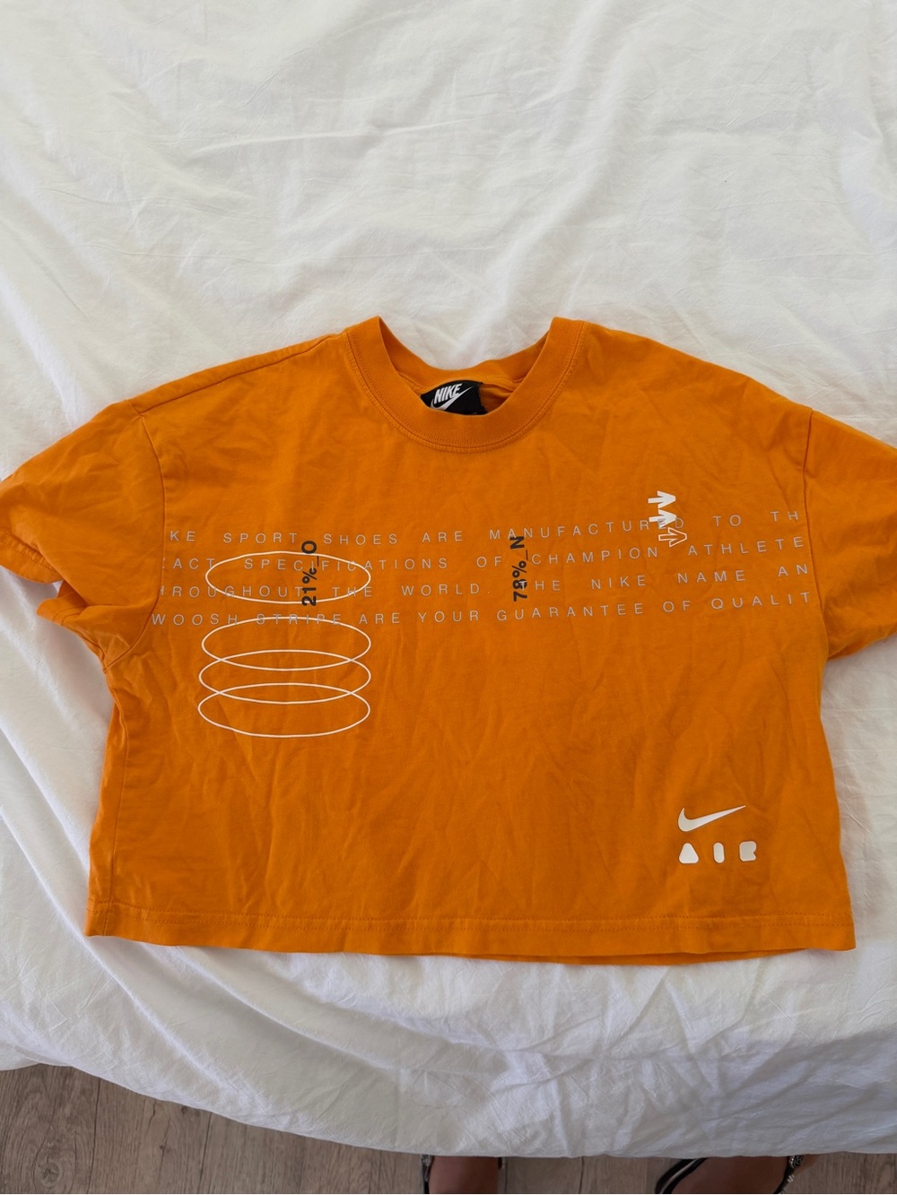 Nike Orange Graphic Crop Tee with White Accents